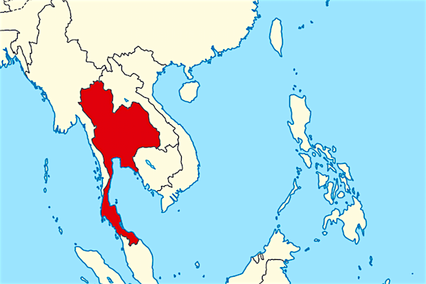 תמונת אזור דרום מזרח אסיה עם תאילנד במרכז