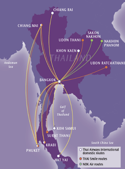 תמונת מסלולי טיסות פנים בתאילנד