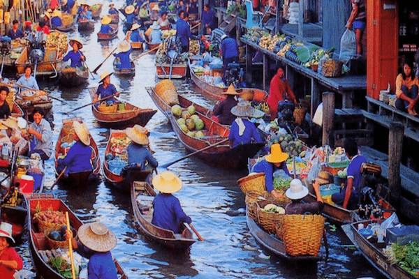 תמונת השוק הצף בתאילנד מתוך עמוד קניות בתאילנד של סגול סוכנות נסיעות בתאילנד