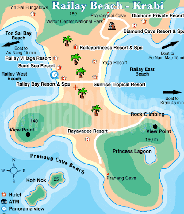מפת ריילי ביץ עם החוף המזרחי, מערבי ועוד